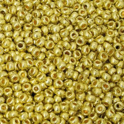 #8/0 ROCAILLES - APPROX 40G - METALLIC YELLOW GOLD