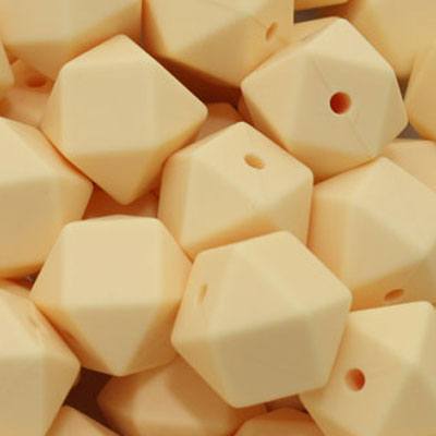 18 MM HEXAGON SILICONE BEADS CREAM - 3 PCS