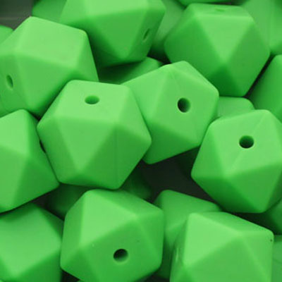18 MM HEXAGON SILICONE BEADS LIME GREEN - 3 PCS