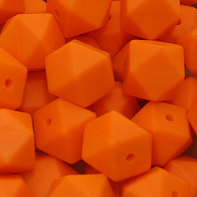 18 MM HEXAGON SILICONE BEADS ORANGE - 3 PCS