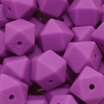 18 MM HEXAGON SILICONE BEADS PURPLE - 3 PCS