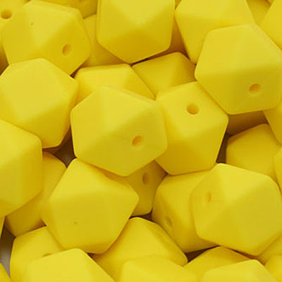 18 MM HEXAGON SILICONE BEADS YELLOW  - 3 PCS