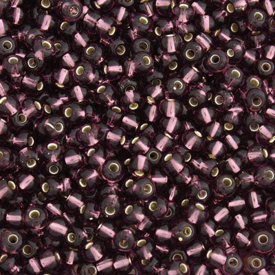 #6/0 ROCAILLES - APPROX 40G - SILVER LINED AMYTHYST