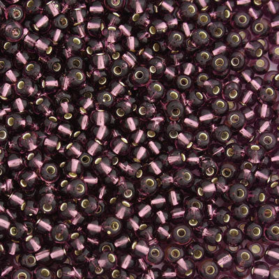 #9/0 ROCAILLES - APPROX 40G - SILVER LINED AMETHYST