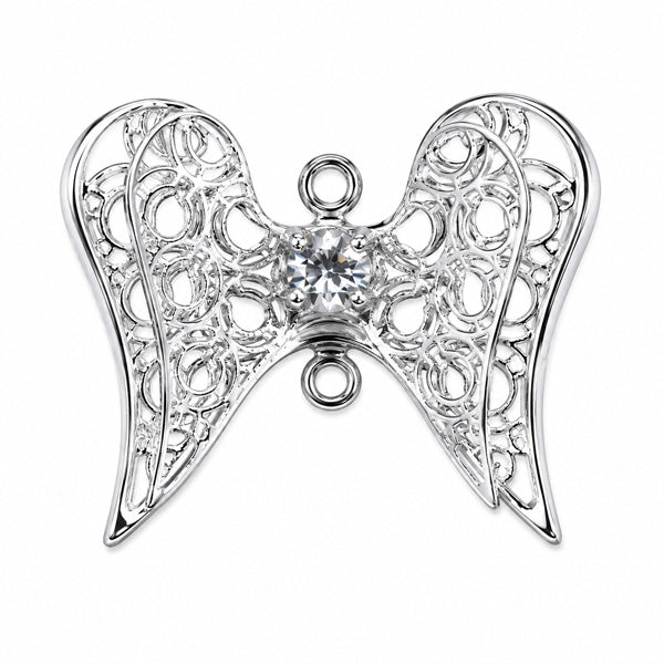 3D 22 MM SILVER FILIGREE ANGEL WINGS CONNECTOR - 2PC