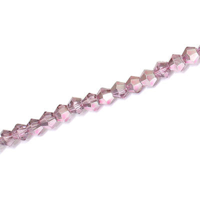 3MM CRYSTAL BI-CONE STRANDS - APPROX 125/PCS - CRYSTAL METALLIC PINK