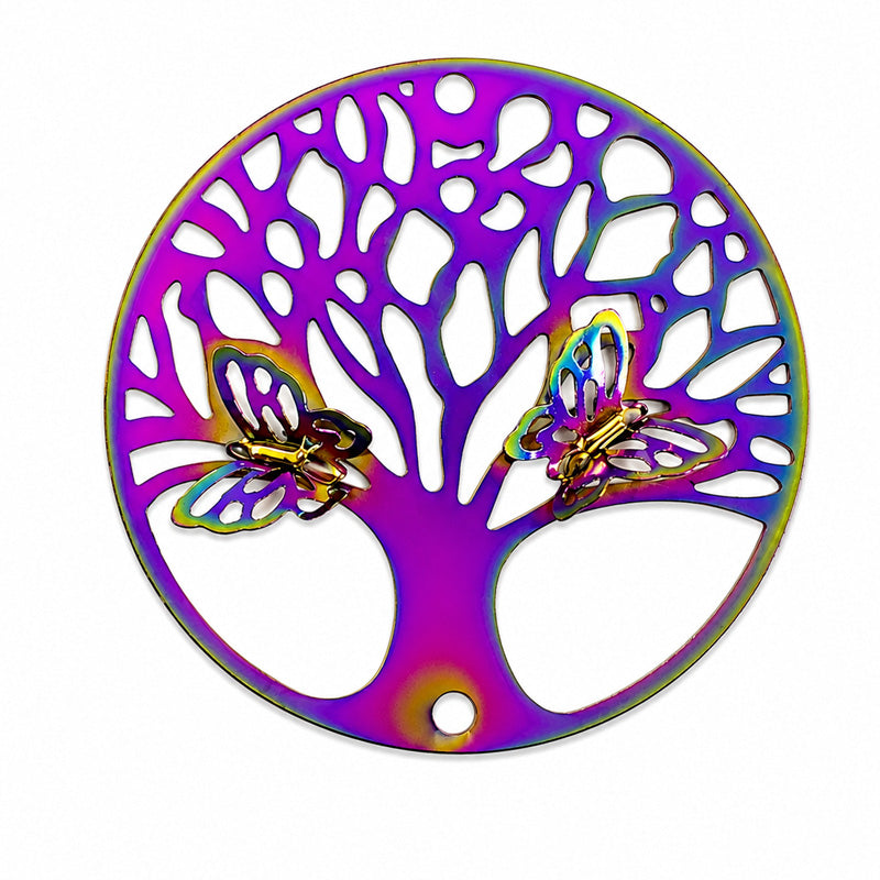 40 MM RAINBOW FILIGREE TREE OF LIFE CONNECTOR - 1PC