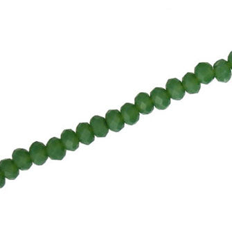 4 X 3 MM CRYSTAL RONDELLE BEADS OPAQUE FERN GREEN-  APPROX 140 / PCS