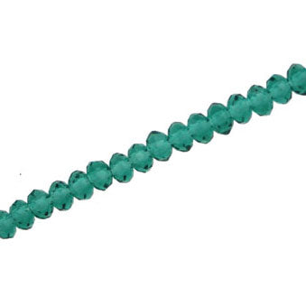 4 X 3 MM CRYSTAL RONDELLE BEADS TEAL -  APPROX 140 / PCS