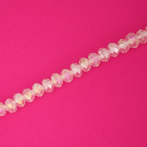 3.5 X 2.5 MM CRYSTAL RONDELLE BEADS LIGHT PINK AB - APPROX 140 / PCS