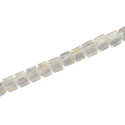 4 MM CUBE BEADS APPROX 98 PCS / AB