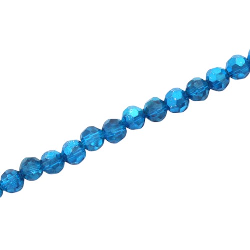 4MM FACETED ROUND BEADS - APPROX 88/PCS - CRYSTAL / METALLIC AQUA
