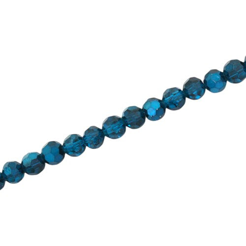 4MM FACETED ROUND BEADS - APPROX 88/PCS - CRYSTAL / METALLIC BLUE ZIRCON