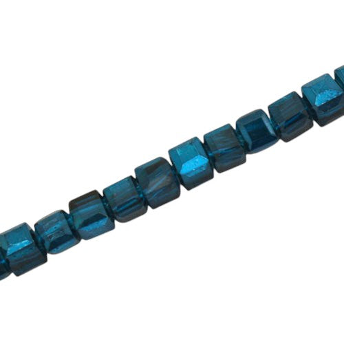 4 MM CUBE BEADS APPROX 98 PCS / CRYSTAL METALLIC BLUE ZIRCON