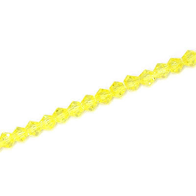 4MM CRYSTAL BI-CONE STRANDS - APPROX 98 PCS - BRIGHT YELLOW