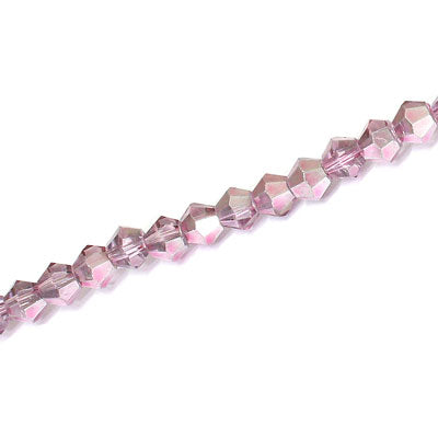 4MM CRYSTAL BI-CONE STRANDS - APPROX 98/PCS - CRYSTAL METALLIC PINK