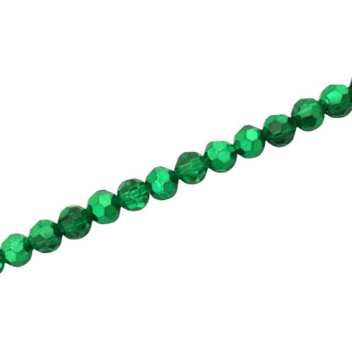 4MM FACETED ROUND BEADS - APPROX 88/PCS - CRYSTAL / METALLIC GREEN