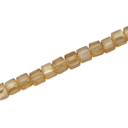 4 MM CUBE BEADS APPROX 98 PCS / GOLDEN SHADOW