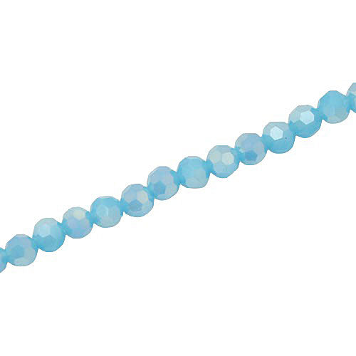 4MM FACETED ROUND CRYSTAL BEADS - APPROX 98/PCS - ALABASTER AQUA AB