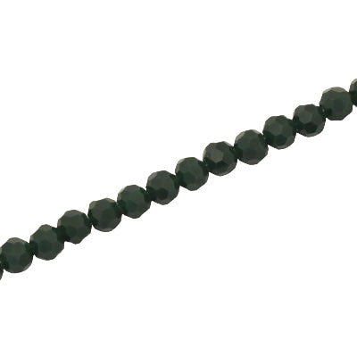 4MM FACETED ROUND CRYSTAL BEADS - APPROX 98/PCS - OPAQUE DARK GREEN
