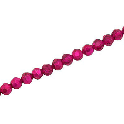 4MM FACETED ROUND CRYSTAL BEADS - APPROX 98/PCS - CRYSTAL METALLIC HOT PINK