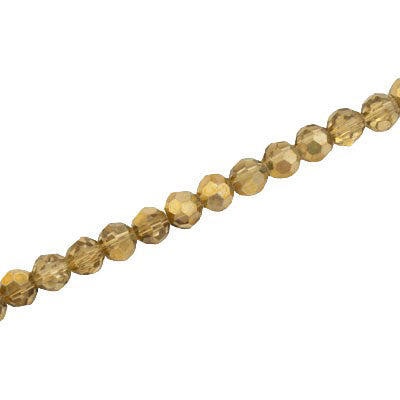 4MM FACETED ROUND CRYSTAL BEADS - APPROX 98/PCS - CRYSTAL METALLIC GOLD
