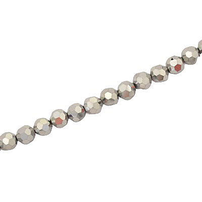 4MM FACETED ROUND CRYSTAL BEADS - APPROX 98/PCS - METALLIC SILVER