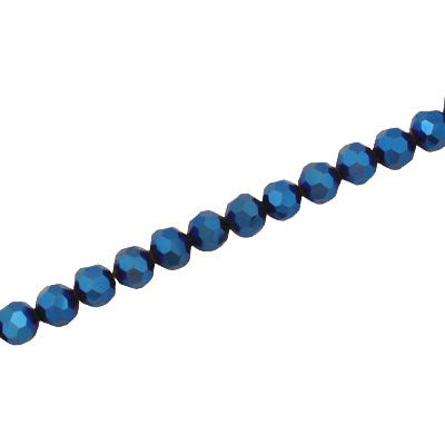 4MM FACETED ROUND CRYSTAL BEADS - APPROX 98/PCS - METALLIC BLUE