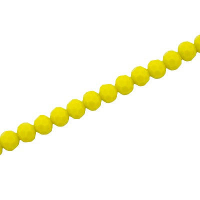 4MM FACETED ROUND CRYSTAL BEADS - APPROX 98/PCS - YELLOW OPAQUE