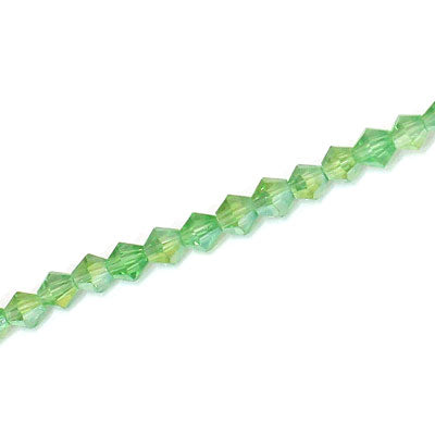 4MM CRYSTAL BI-CONE STRANDS - APPROX 98 PCS - LIGHT GREEN AB