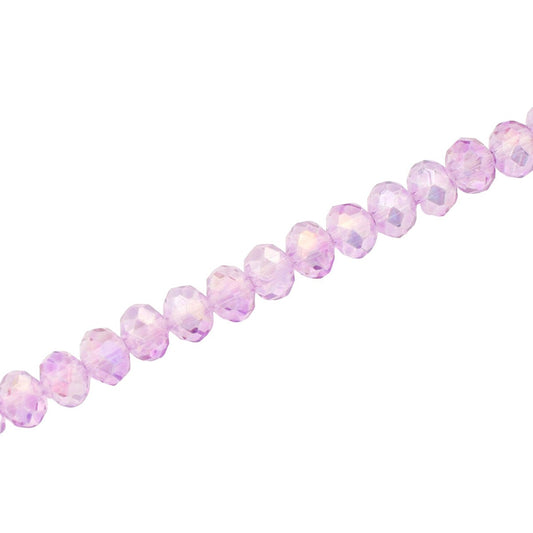 4 X 3 MM CRYSTAL RONDELLE BEADS LIGHT PURPLE AB - APPROX 120 / PCS
