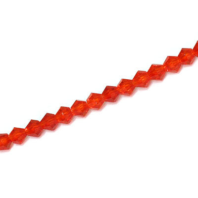 4MM CRYSTAL BI-CONE STRANDS - APPROX 98 PCS - LIGHT RED