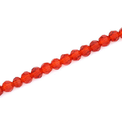 4MM FACETED ROUND CRYSTAL BEADS - APPROX 98/PCS -  RED
