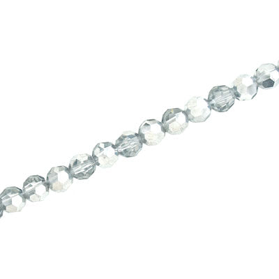 4MM FACETED ROUND CRYSTAL BEADS - APPROX 98/PCS - SILVER / CRYSTAL