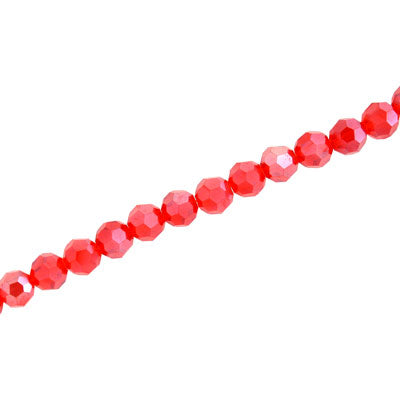 4MM FACETED ROUND CRYSTAL BEADS - APPROX 98/PCS - RED AB