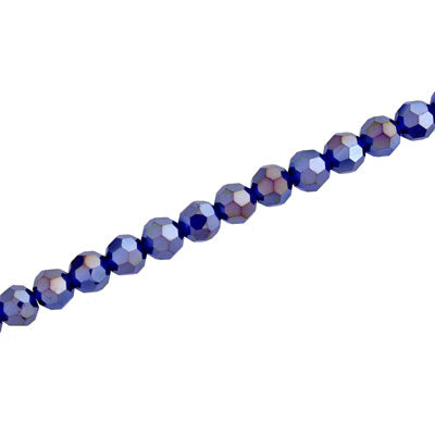 4MM FACETED ROUND CRYSTAL BEADS - APPROX 98/PCS - ROYAL BLUE AB