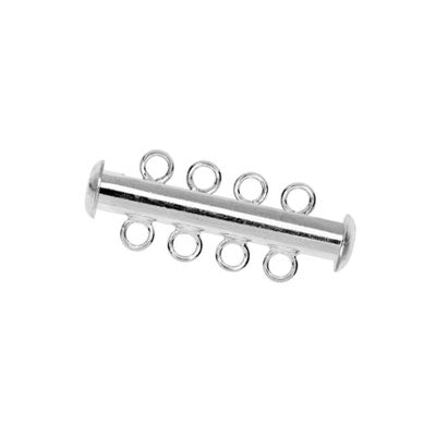 25 X 10 MM SILVER MAGNETIC CLASP 4 STRAND - 2 PC