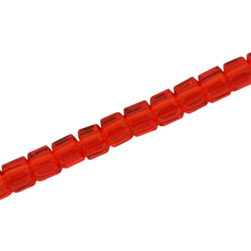 4 MM CUBE BEADS APPROX 98 PCS / RED