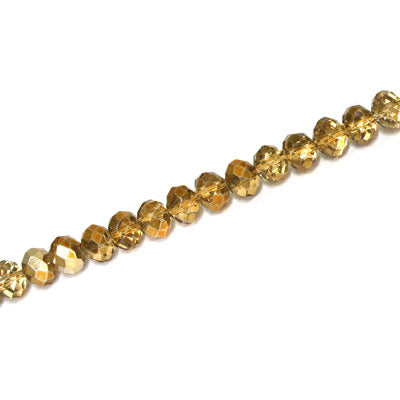 4 X 3 MM CRYSTAL RONDELLE BEADS CRYSTAL METALLIC GOLD - APPROX 125 / PCS
