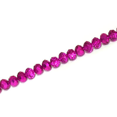 4 X 3 MM CRYSTAL RONDELLE BEADS CRYSTAL METALLIC HOT PINK - APPROX 125 / PCS