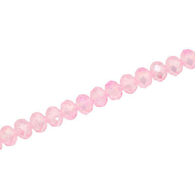 4 X 3 MM CRYSTAL RONDELLE BEADS PINK - APPROX 120 / PCS