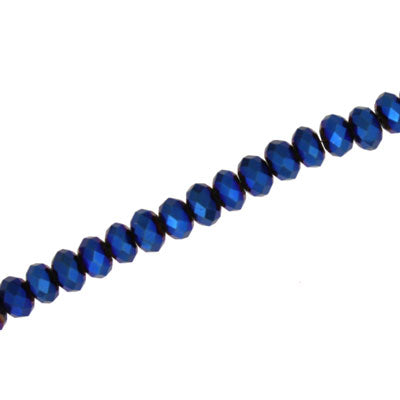 4 X 3 MM CRYSTAL RONDELLE BEADS METALLIC BLUE -  APPROX 140 / PCS