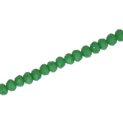 4 X 3 MM CRYSTAL RONDELLE BEADS OPAQUE GREEN  -  APPROX 140 / PCS