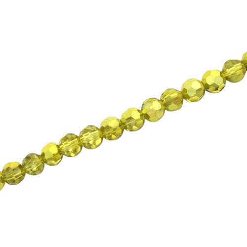 4MM FACETED ROUND BEADS - APPROX 88/PCS - CRYSTAL / METALLIC YELLOW