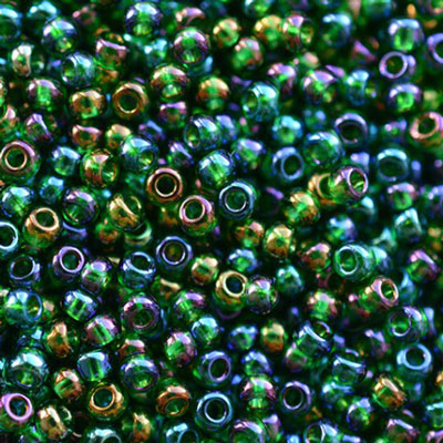 #6/0 ROCAILLES - APPROX 40G - TRANSPARENT DARK GREEN AB
