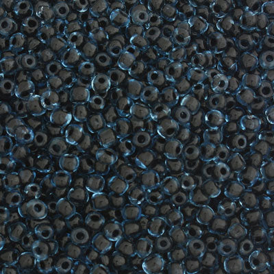 #6/0 SEED BEADS - APPROX 100G - AQUA WITH BLACK INSIDE COLOUR