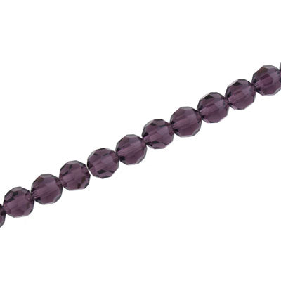 6MM FACETED ROUND CRYSTAL BEADS - APPROX 98/PCS - AMETHYST
