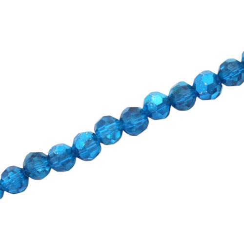 6MM FACETED ROUND BEADS - APPROX 95/PCS - CRYSTAL / METALLIC AQUA