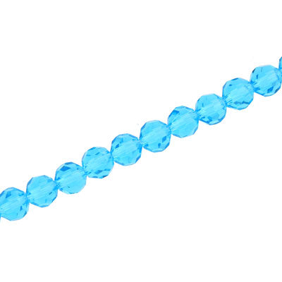 6MM FACETED ROUND CRYSTAL BEADS - APPROX 98/PCS - AQUA