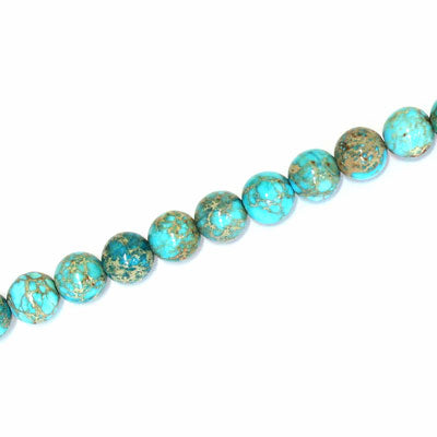 IMPERIAL JASPER BEADS DYED 6MM AQUA - 60 PCS